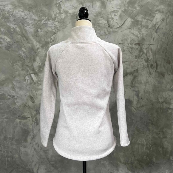 Athleta Cozy Karma Asym Pullover Wrap Sweatshirt Longsleeve Heather White XS - Picture 4 of 14
